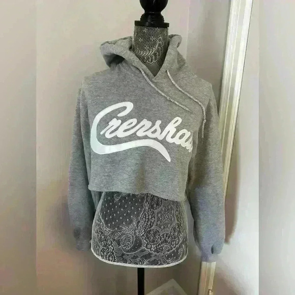 NWOT Women’s Crenshaw Marathon Clothing Cropped Heather Grey Hoodie. Sz: S. - Picture 2 of 9